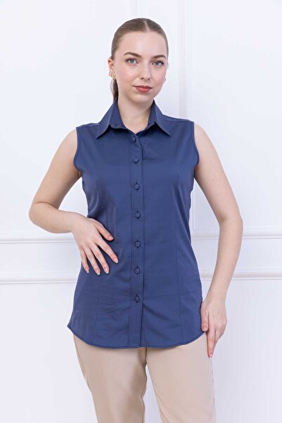 FİDEY قميص نسائي بأكمام صفرية وأزرار علوية