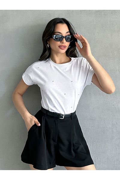 MD trend Γυναικείο μπλουζάκι με λαιμόκοψη με χαμηλό μανίκι
