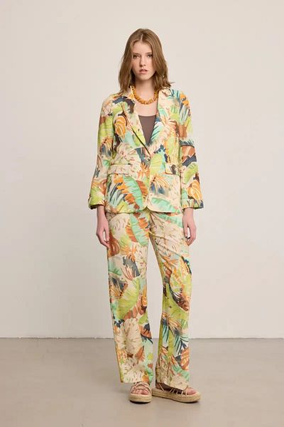 Gusto Patterned Linen Trousers - Multicolored