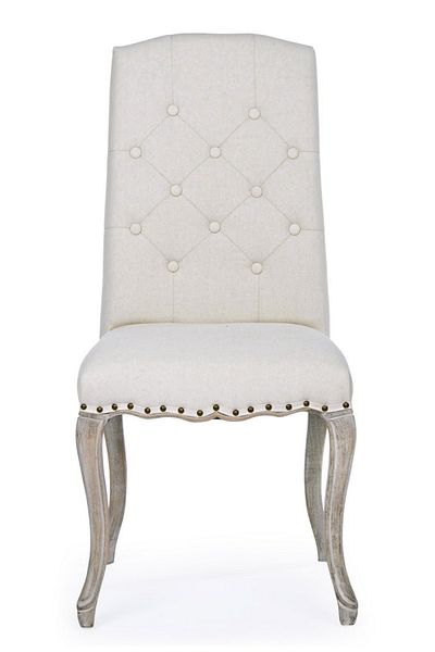 Bizzotto Scaun cu spătar din lemn și tapițerie din bumbac crem Diva 51 cm x 53 cm x 99 h x 48 h