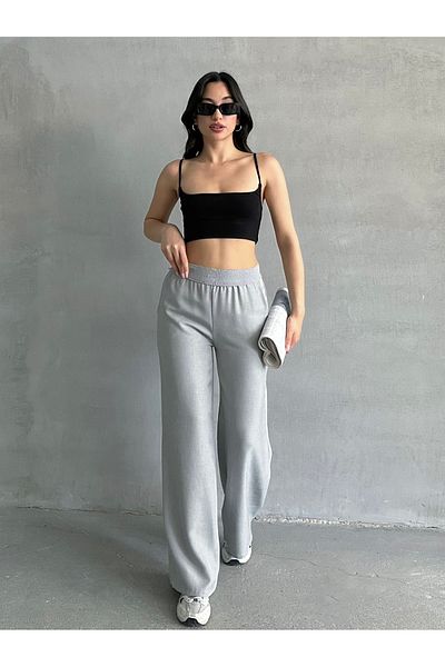 MD trend Women's Straw Corsage Loose Pants