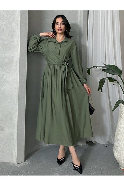MD trend Γυναικείο μακρύ φόρεμα με κορδόνια στο πλάι