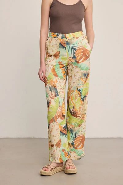 Gusto Patterned Linen Trousers - Multicolored