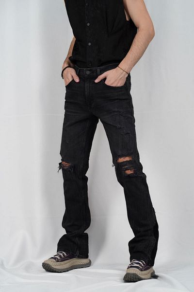 Hudson WALKER KICK FLARE JEANS (ZIPPER) - HUDSON - BLACK, 34