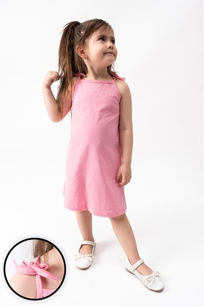 Burliva Yazlik Girl's Straight Dress with Rope Hanger 100% Cotton