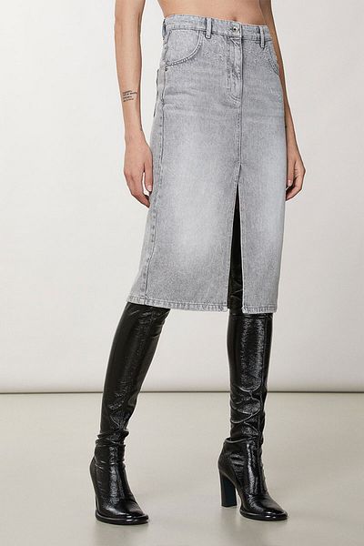 Patrizia Pepe DENIM PENCIL SKIRT - PATRIZIA PEPE - GREY, 38