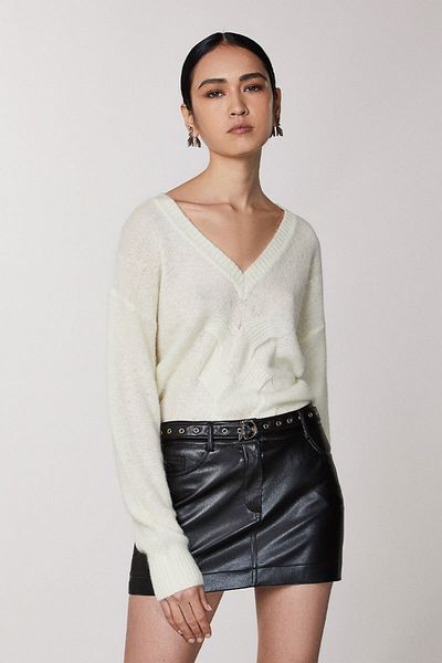 Patrizia Pepe BLUZA TRICOTATĂ - PATRIZIA PEPE - ALBĂ, M