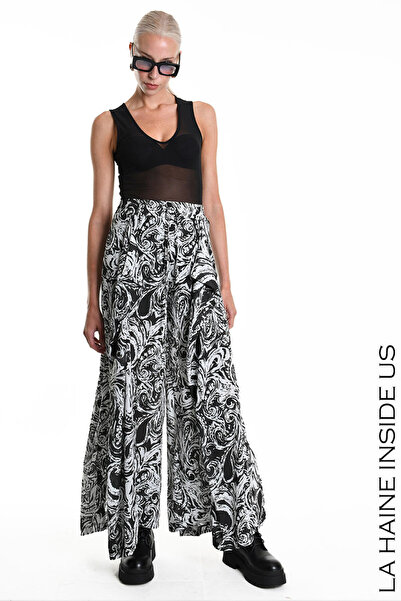 La Haine Inside Us PANTALONI LARGI PAISLEY - LA HAINE INSIDE US - S, NEGRU