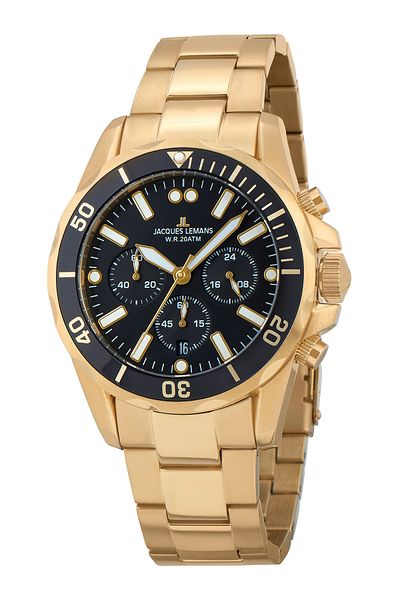 Jacques Lemans Ανδρικό Ρολόι Jacques Lemans 1-2091J, Quartz, 44mm, 20ATM