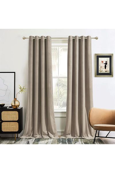 Metropolitan Concept Set of two Konan velvet curtains, grey, worked on staple rings, 2x150x270 cm