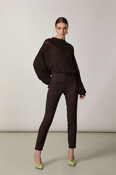 Patrizia Pepe SLIM WOOL PANTS - PATRIZIA PEPE - BROWN, 38