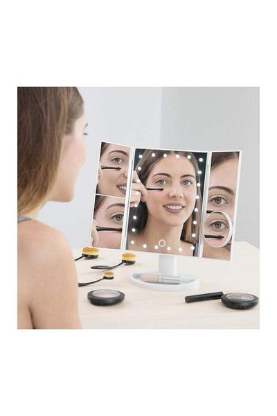 SIKS ® makeup mirror, x2, x3 magnification, 180 rotation, battery operated, white