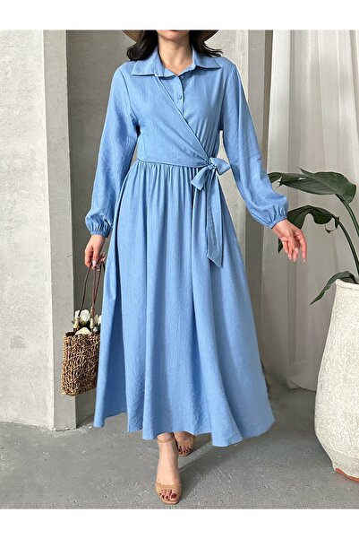 MD trend Women's Buttoned Side Tie Long Dress