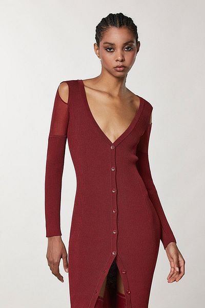 Patrizia Pepe CARDIGAN WITH CUTOUTS ON THE SHOULDER - PATRIZIA PEPE - RED, M