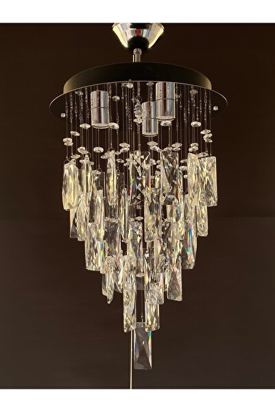 öalpa Rüya Katlı 30'Luk Bol Taşlı Krom Kristal Taşlı Avize