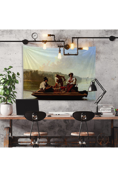 The Lucid Lab Boatmen on the Missouri Wall Cloth - 100 cm X 135 cm