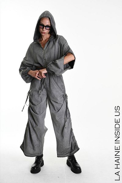 La Haine Inside Us Oversized Crop Jacket - - S, Grey