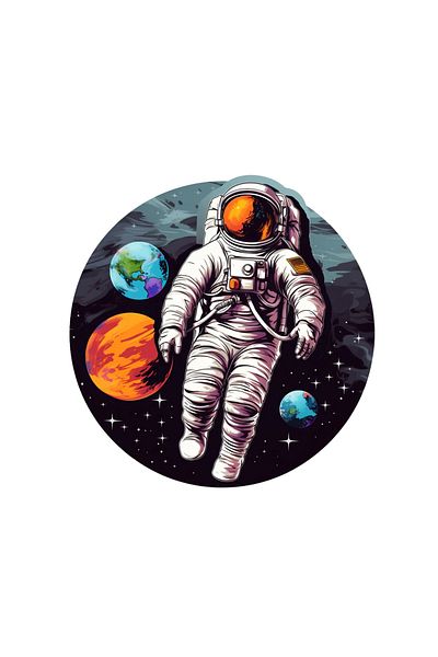 INOVATIX Set de 8 piese, autocolant astronaut în spațiu Cezar, INOVATIX®. 6 cm
