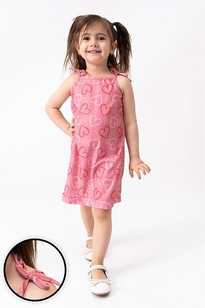 Burliva Yazlik Girl's Printed Dress with Rope Strap