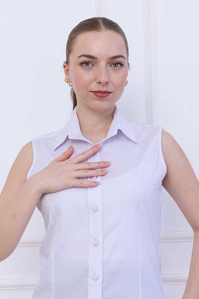 FİDEY Women's Shirt Zero Sleeve Top Button