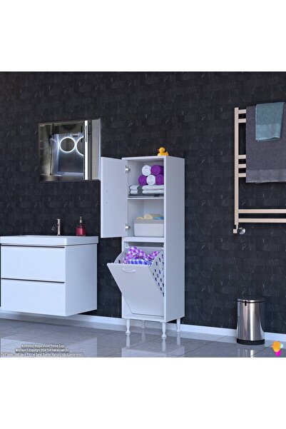 Modilayn İlkim Banyo Dolabı Alt Modül Çamaşır Sepeti (40 cm Genişlik)