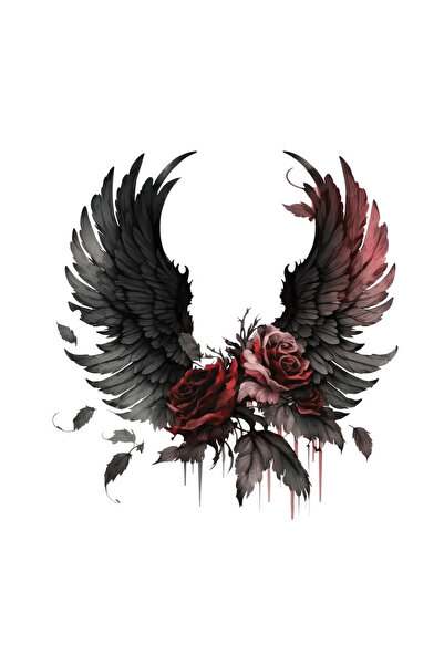 INOVATIX Set de 8 piese, autocolant aripi de înger întunecat roșu, INOVATIX®. 6 cm