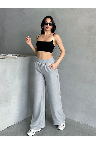 MD trend Women's Straw Corsage Loose Pants