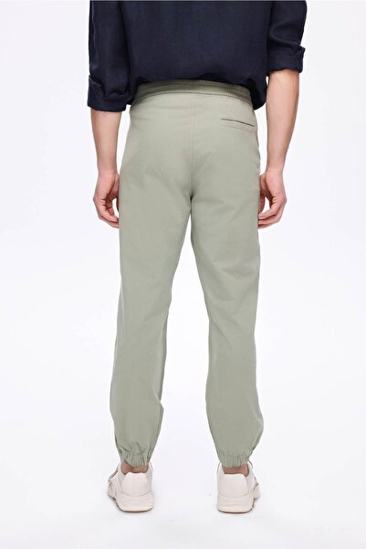 Haşema Green Men's Jogger Pants with Elastic Waist and Cuffs 4023