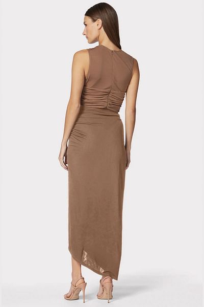 Herve Leger FUSTĂ MIDI DIN JERSEY CU VOLAN - HERVE LEGER - MARO, XS