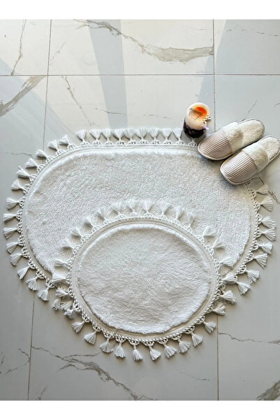 Genel Markalar Puffy Peluş Makinede Yıkanabilir Oval Saçaklı Modern Oval Kloz...