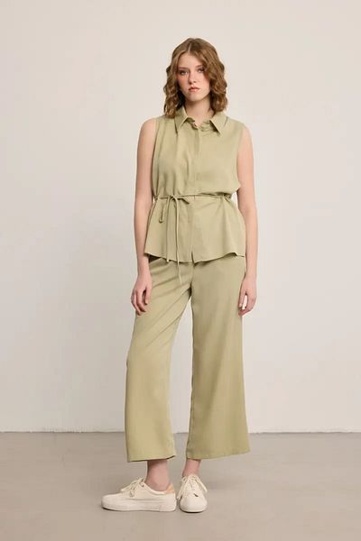 Gusto Elastic Waist Trousers - Green