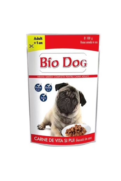 Biodog Hrana umedă pentru câini - Pui și Vită, 24*100g, câini adulți