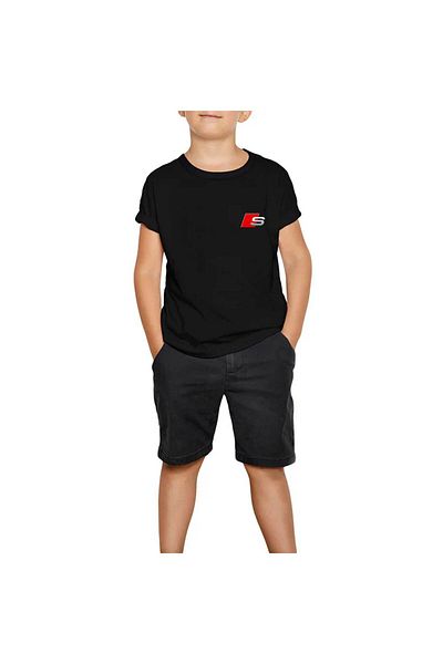 Z zepplin Tricou negru pentru copii cu logo Audi S Line