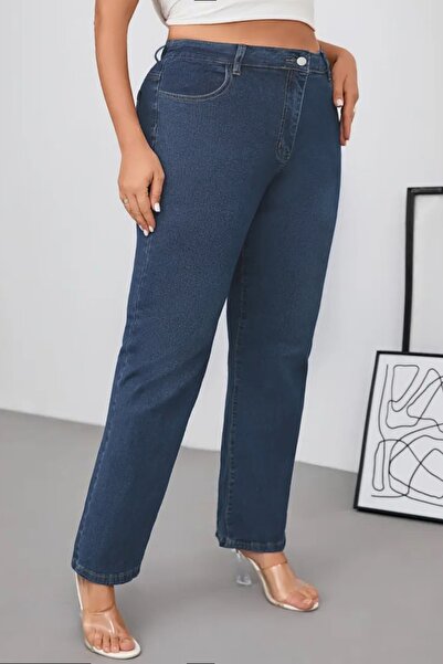 CEDY DENIM - Women's Big Benden Pipe Leg High Waist Regular Fit Lycra Trousers C626-Blue