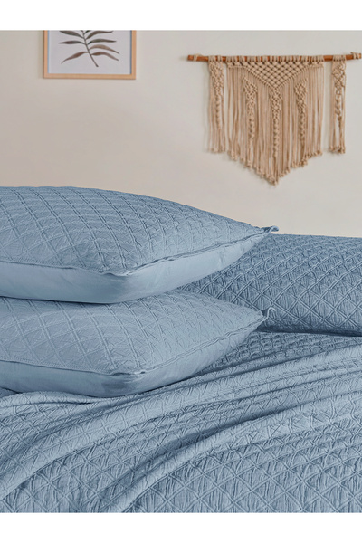 BED LİNE Cambrıdge yatak örtüsü seti çift kişilik mavi kutulu