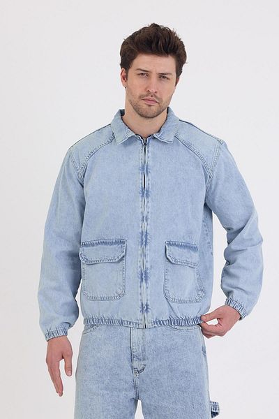 DAMGA JEANS Унисекс стрийт стил дънки, ежедневни и стилни, с цип, ледено синьо