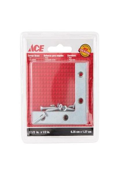 ACE Zinc Plated Flat Corner Brace (6.3 x 1.2 cm, Pack of 4)