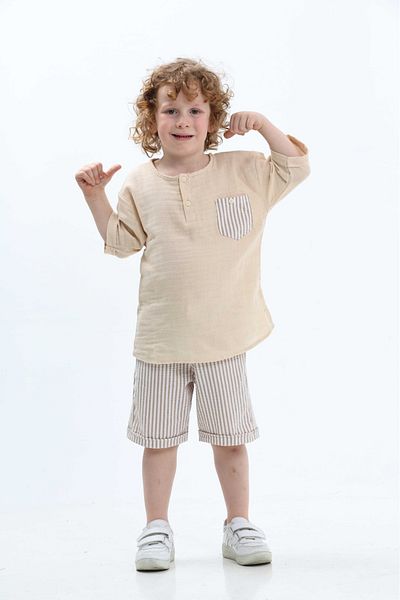 chacharon Muslum Fabric Shorts Boys Suit