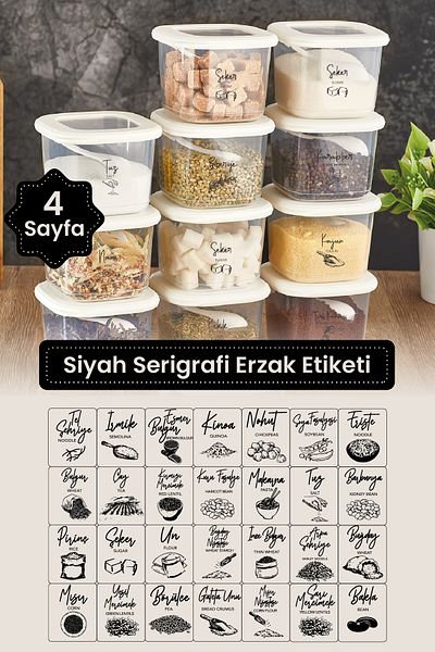Vienev 4 Pieces Black Screen Printing Food Label