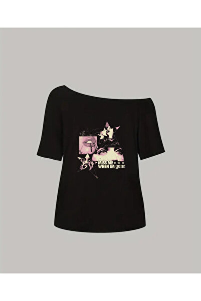 NoVibe Tricou oversize 100% bumbac cu decolteu barcă Miss Me pentru femei