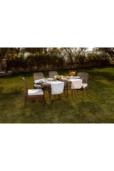 Vivense CEDRO BAHÇE VE BALKON OVAL MASA TAKIMI, 4-6 KİŞİLİK