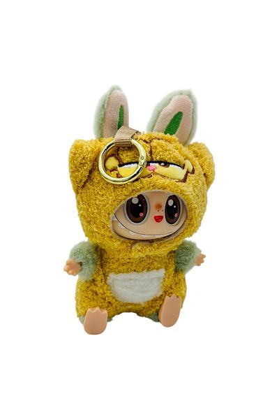 BaoBao Labubu plush yellow 15cm – soft and cheerful toy, dressed as a cute animal, BaoBao