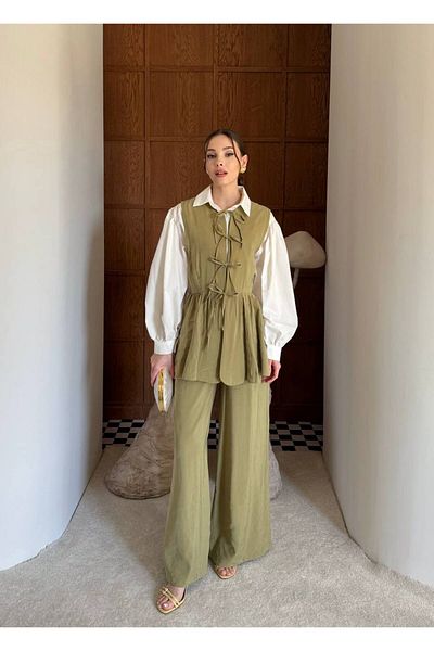 Molly Nelly Women's Summer Vest Pants Tie Suit