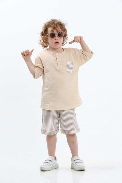 chacharon Muslum Fabric Shorts Boys Suit