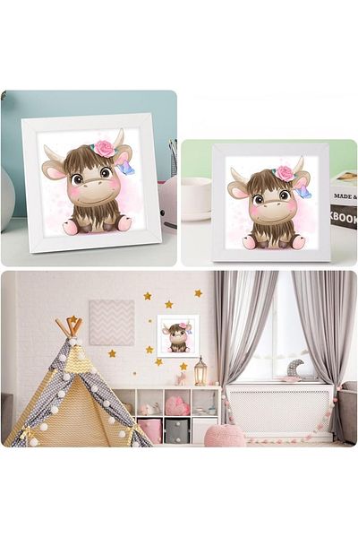 Aapxi Painting set Cow with wooden frame 20x20 cm