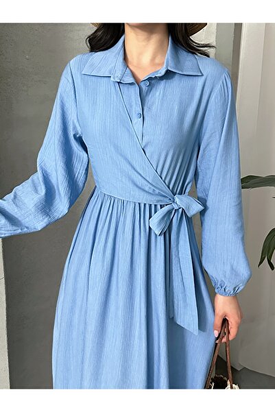 MD trend Women's Buttoned Side Tie Long Dress