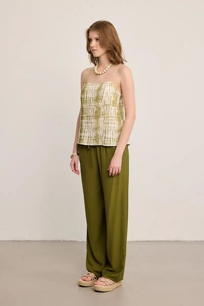 Gusto Butterfly Collection Linen Tank Top - Green