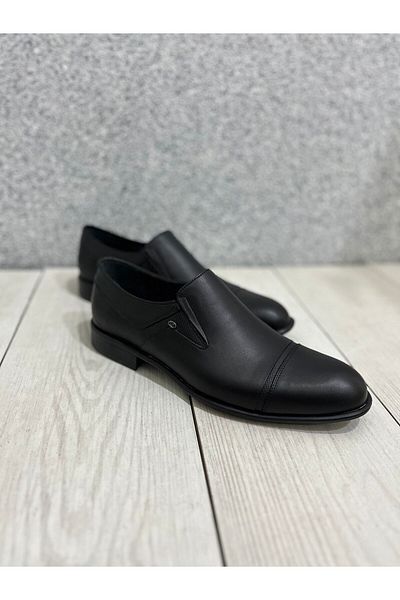 ayakkabiyolla Pantofi pentru bărbați din piele naturală neagră Neolite cu talpă laterală Laser Fancy