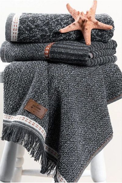 swilex * Box 3-Piece Jacquard Towel Set Denim Anthracite 50X90