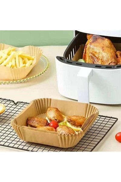 swilex 50 Pieces Air Fryer Baking Paper Disposable Air Fryer Oil-Proof Non-Stick Square Plate Model